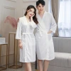 Spring and summer bathrobes, couple bathrobes, men's and women's three-quarter sleeved thin bathrobes, autumn waffle sexy pajamas, mid-length styles details Picture